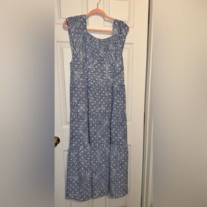 Elegant Blue Patterned Maxi Skirt